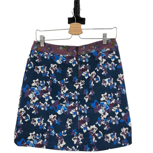 Anthropologie Maeve Cardana Mini Skirt Floral Brocade  Blue Purple Size US 4 - Picture 6 of 9